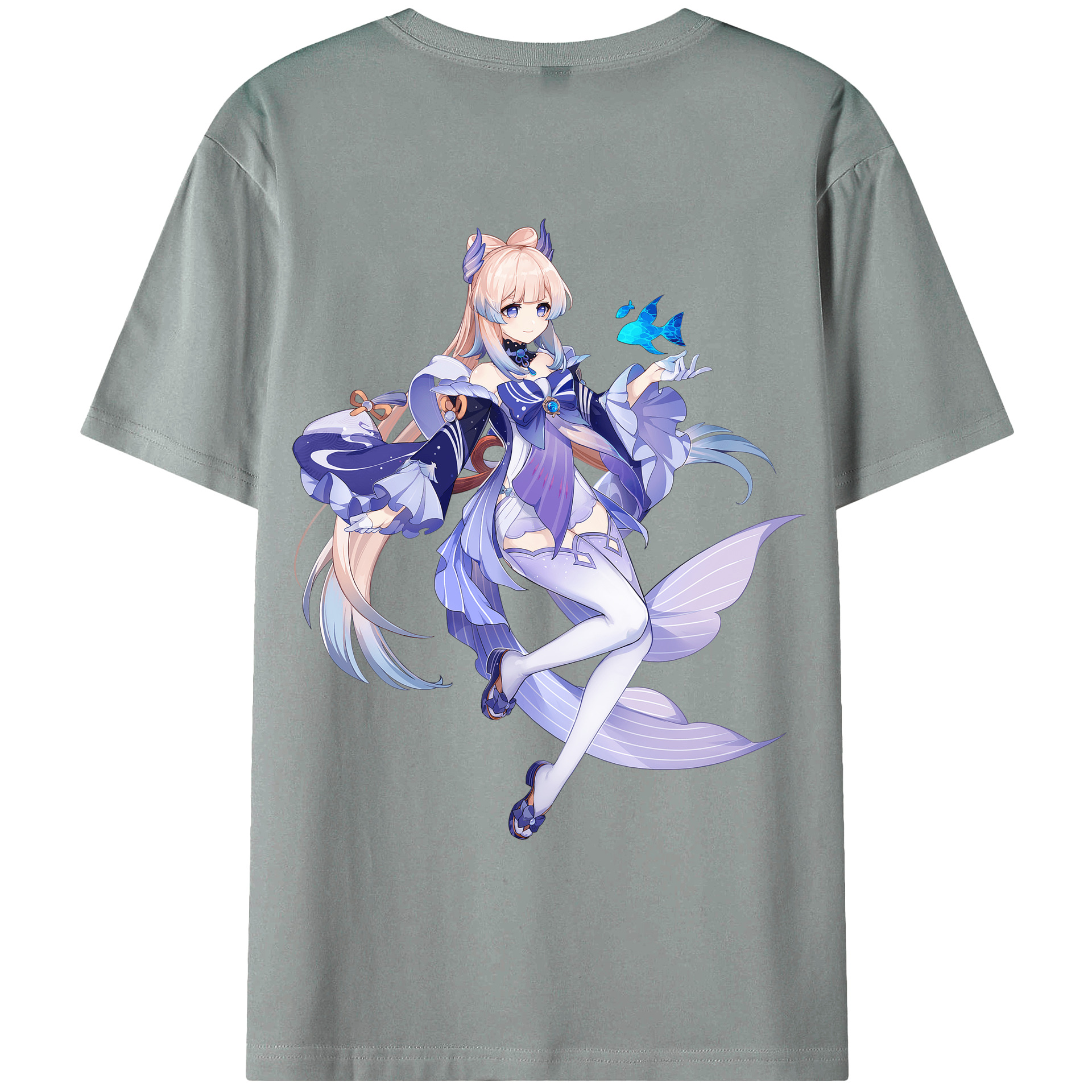 げんし神 珊瑚宮心海 サンゴノミヤ・ココミ genshin Sangonomiya Kokomi 綿100％ メンズ半袖Tシャツ（バックプリント） 通気性